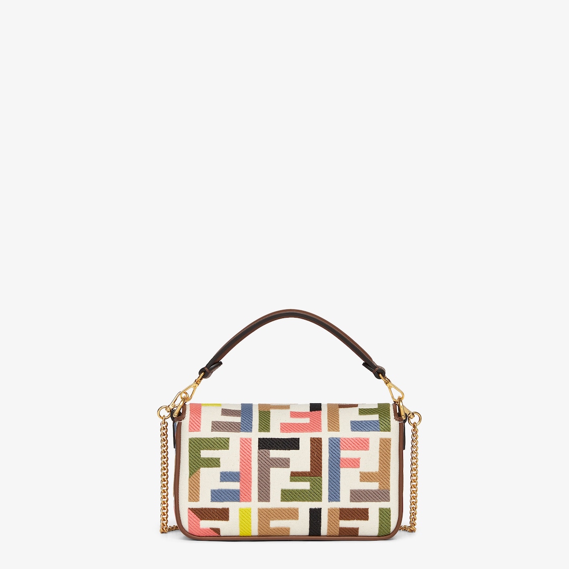 Baguette Mini Canvas Bag With Multicolor FF Embroidery - Image 3
